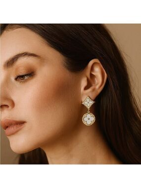 Adina Eden Gold and mother of Pearl Drop Earrings